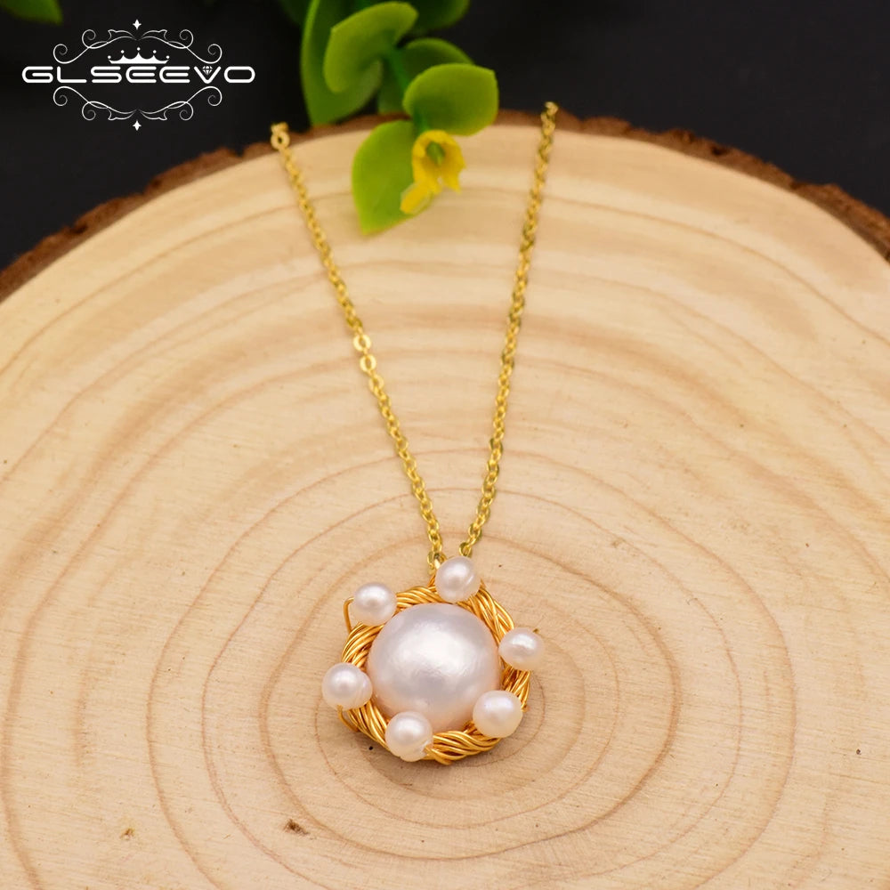 925 Sterling Silver Choker Necklace Natural Freshwater Pearl Flower  Pendant Necklace for Women Fashion Jewelry