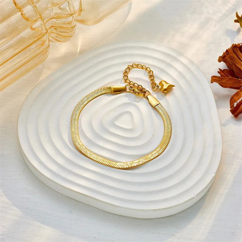 Gold Polished Disc Chain Necklace & Bracelet Jewellery Set | Minimalist Luxury Fashion Set