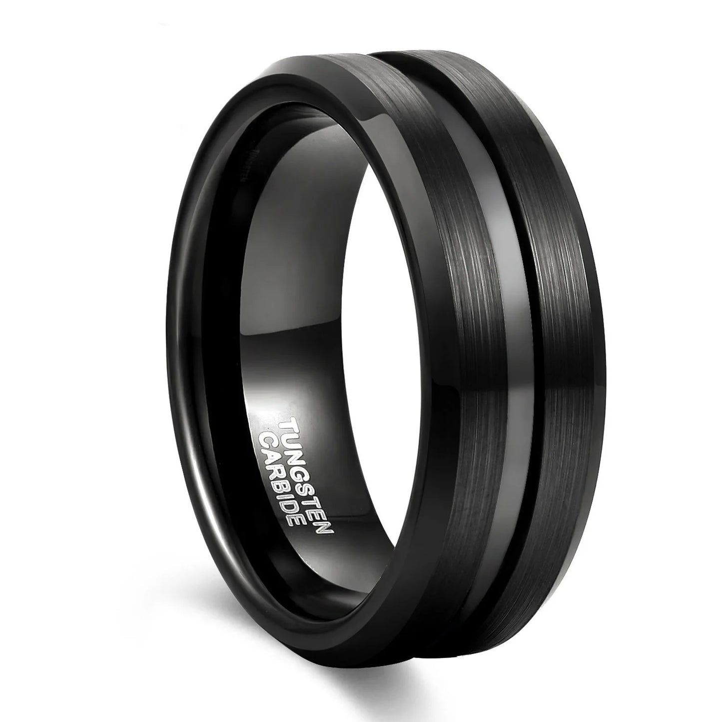 Black Tungsten Carbide Ring Thin Blue Line Inlay Fashion Jewelry Wedding Ring for Men and Women