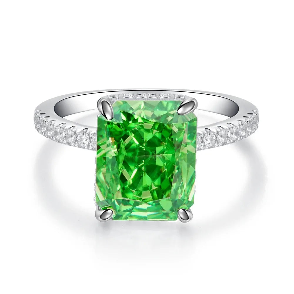 Waterproof Women 925 Sterling Silver Iced Out 5A Zirconia Ring Engagement Anniversary Candy Colors Rings Jewelry Supplies