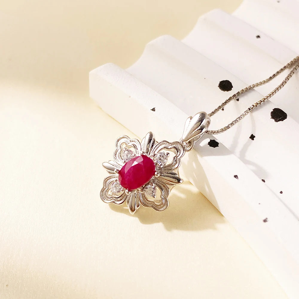 Gioiellieri Natural Ruby Gold Plated 925 Sterling Silver Exquisitely Crafted Claw Setting Gemstone-Inlaid CMA Women's Gift Party Pendant