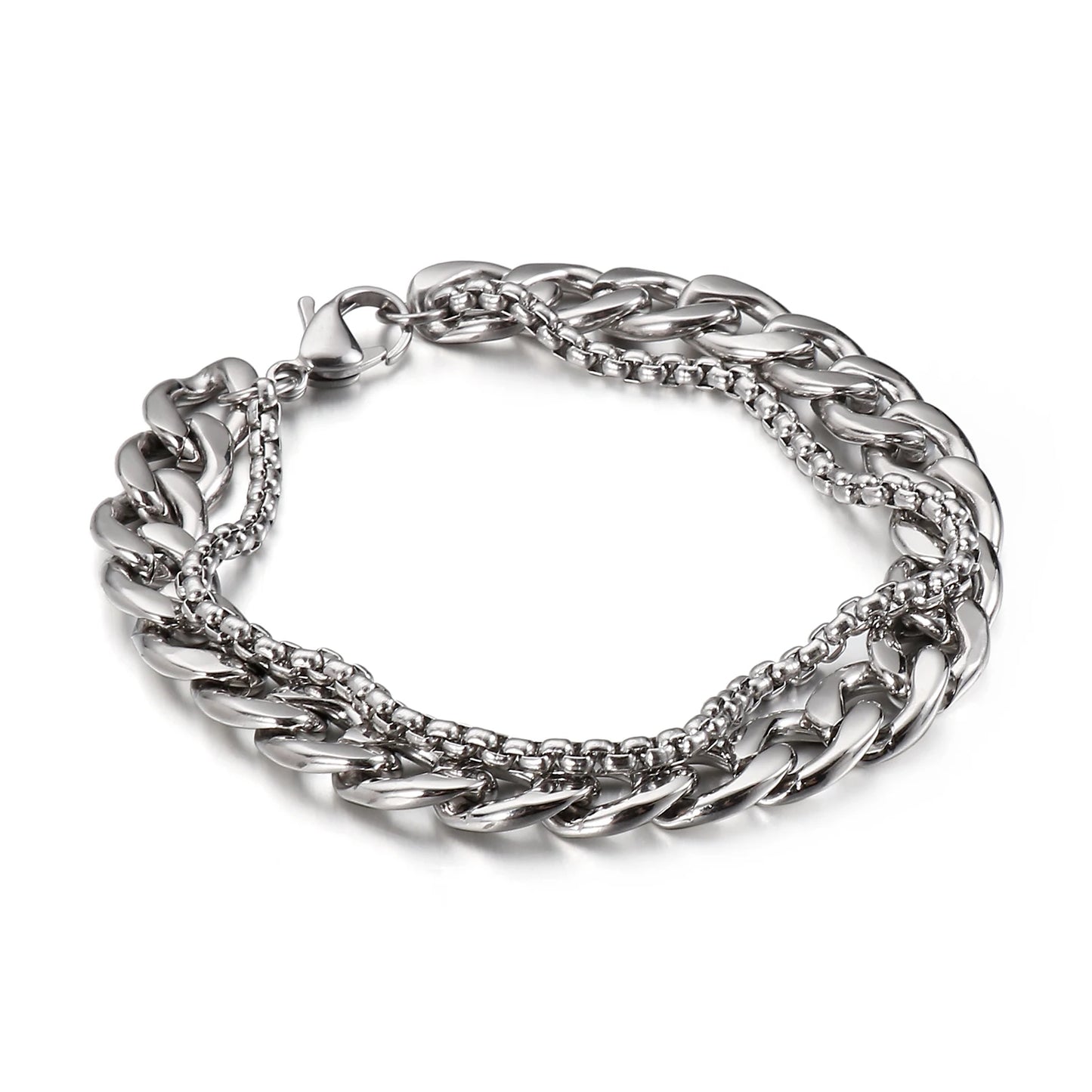 KALEN Simple Atmospheric Double Chain Bracelet Men