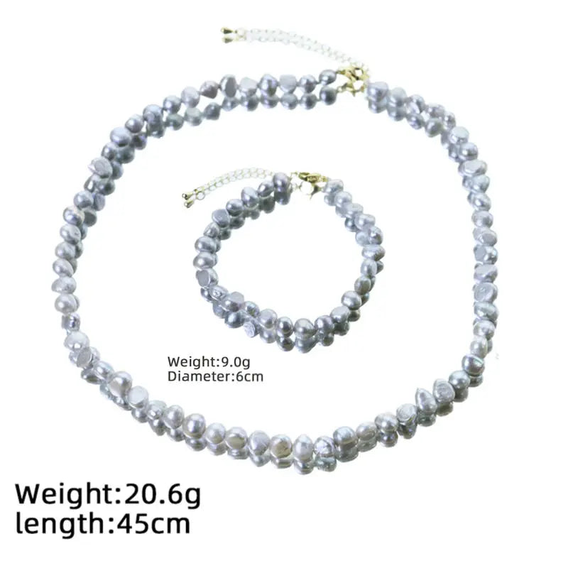 Colorful Natural Freshwater Pearl Necklace  Bracelet Set Handmade Design Set for Banquet Wedding Women's Jewelry GS0232