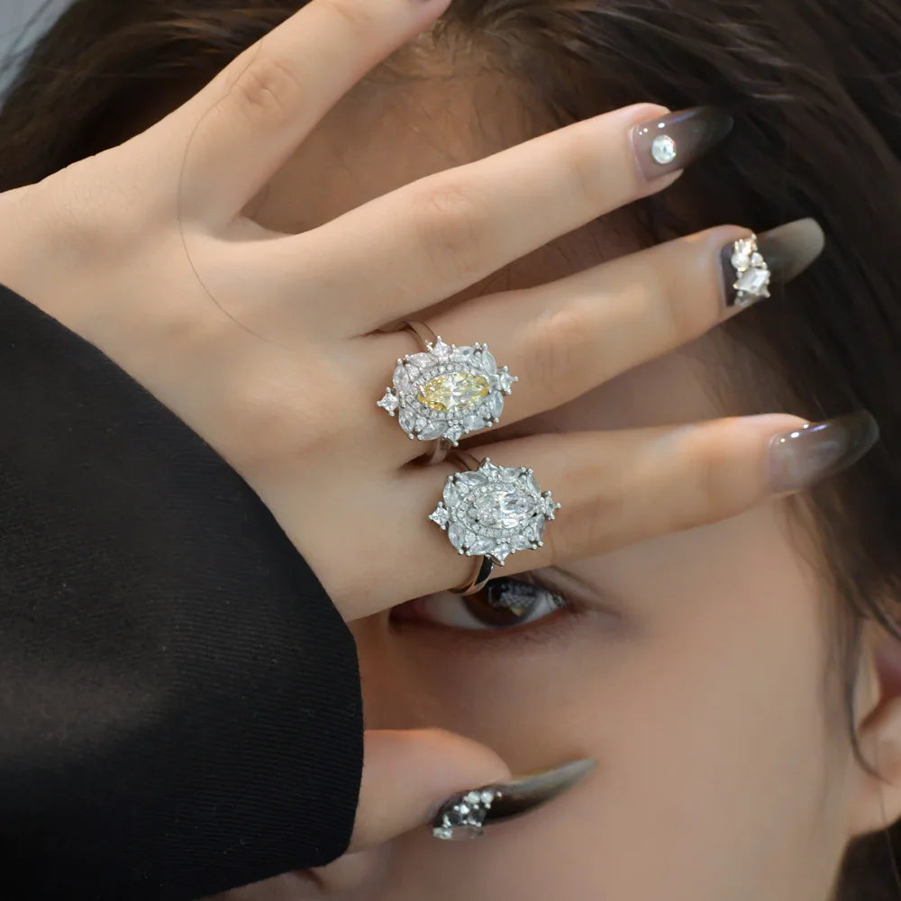 Silverelli | 925 Silver Horse Eye Diamond Ring | 5×10 Marquise Cut | 14K Gold Plated
