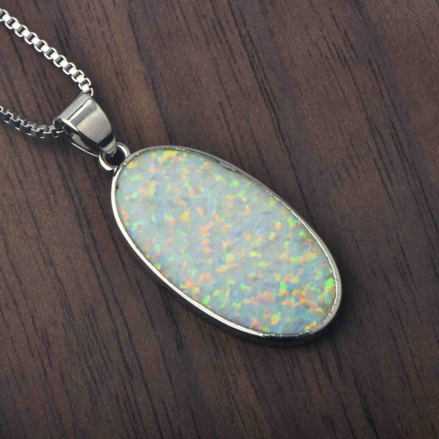 Aobao Gold Plated Opal Necklace Unisex Fashion Daily Casual Wear Jewelry
