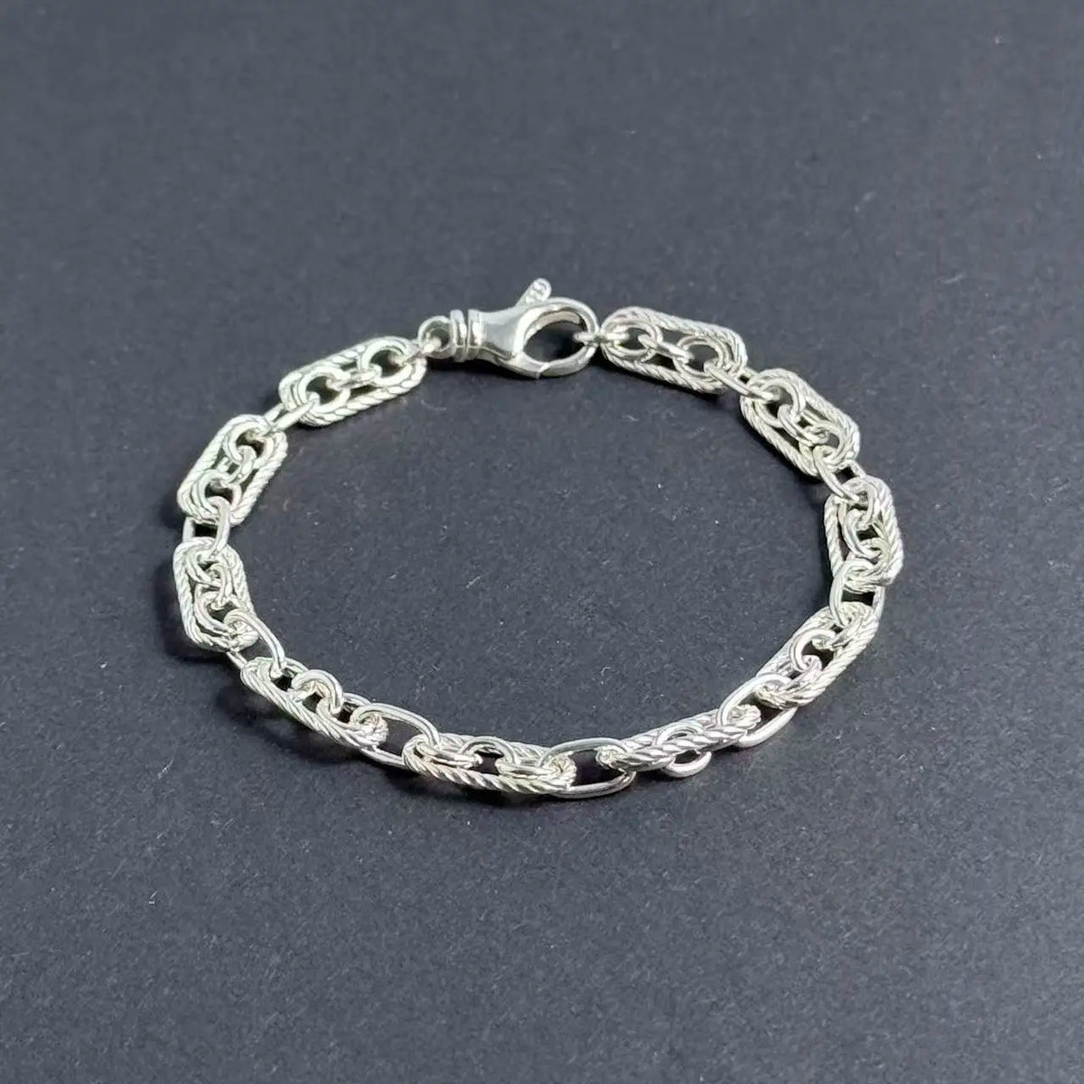 REBEL 925 Sterling Silver 6mm Hip-Hop Cross Chain Link Bracelet
