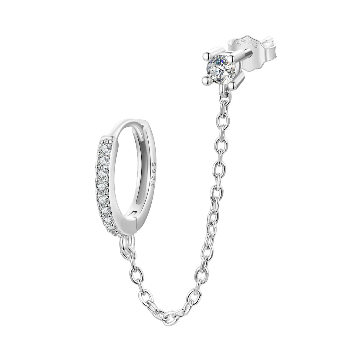 S&S 925 Silver Zircon Charm Earrings – Heart, Star, Butterfly & More – Platinum Plated – Collection