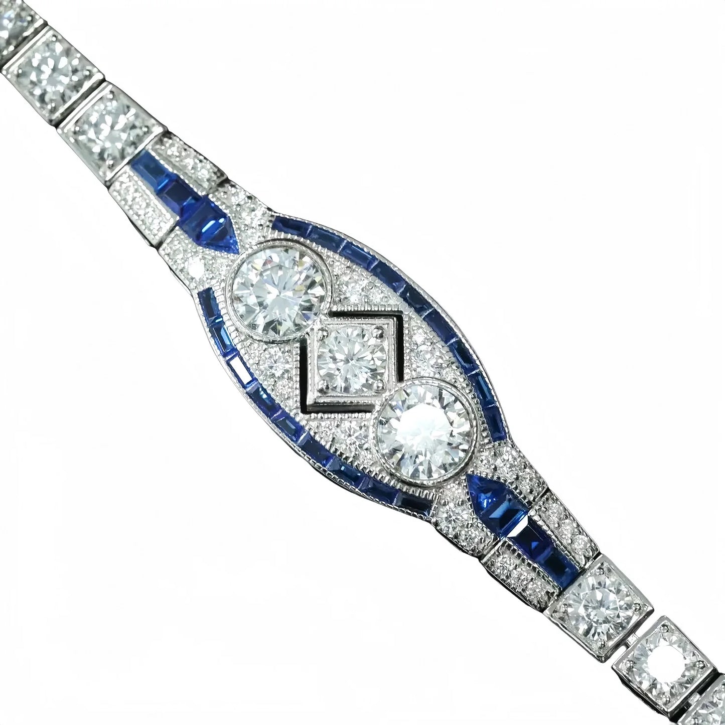 MUSHAN Fine Jewelry Factory 925 Silver Chain Link Bracelet Blue and Green High Carbon Diamond Vintage Style Bracelets for Women