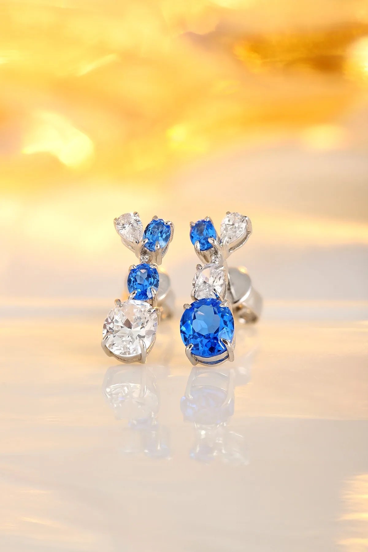 Gemfiori Anster High Quality S925 Lab Grown Cobalt Spinel Earring Stud Dainty Gemstone Stud Earrings for Women Daily Wear Gift