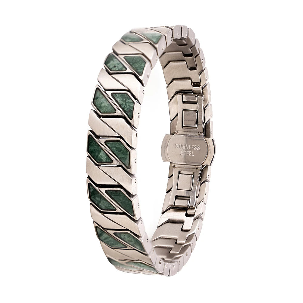 REBEL Stainless Steel Gold Plated Magnetic Geometric 4-in-1 Chain Link Bracelet for Men and Women Anniversary Gift