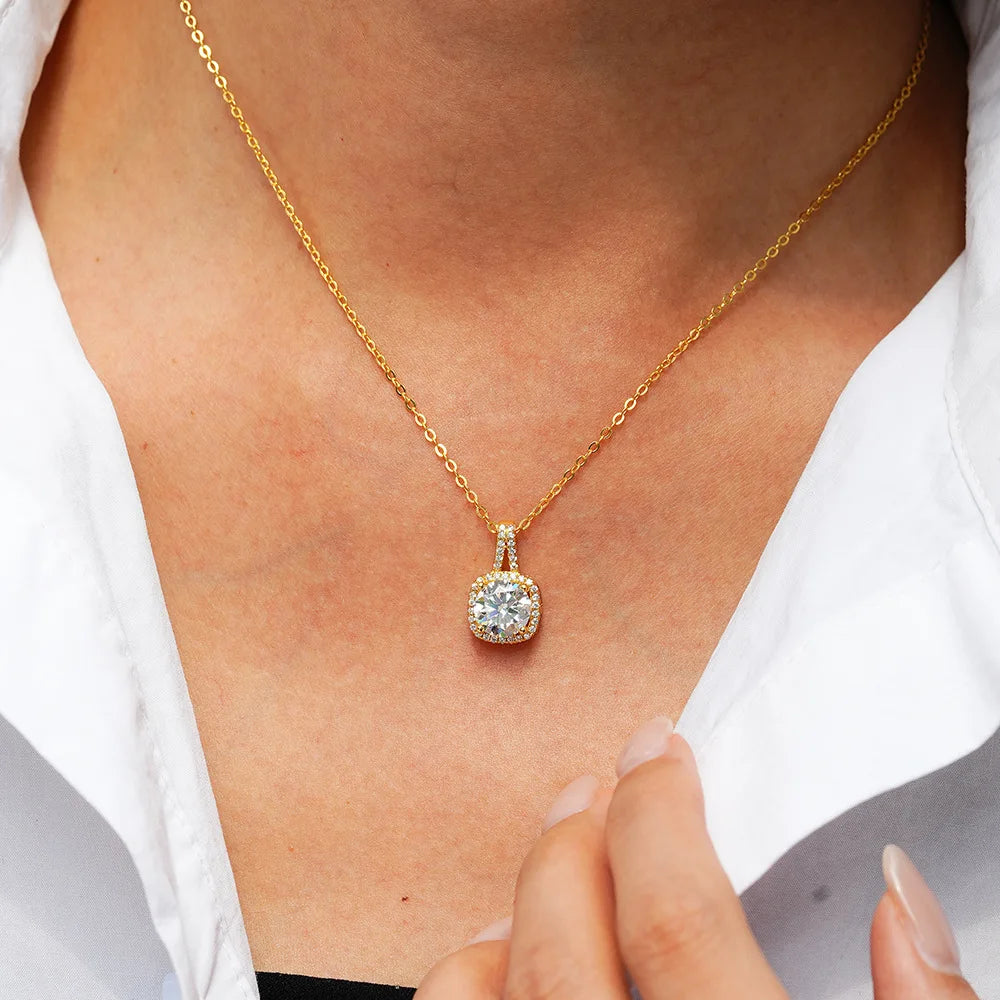 ArtistA Adodo Custom Factory Jewelry Set 18k Gold Plated Fashion Classical S925 Silver 1ct Moissanite Necklace Earrings Set for Women