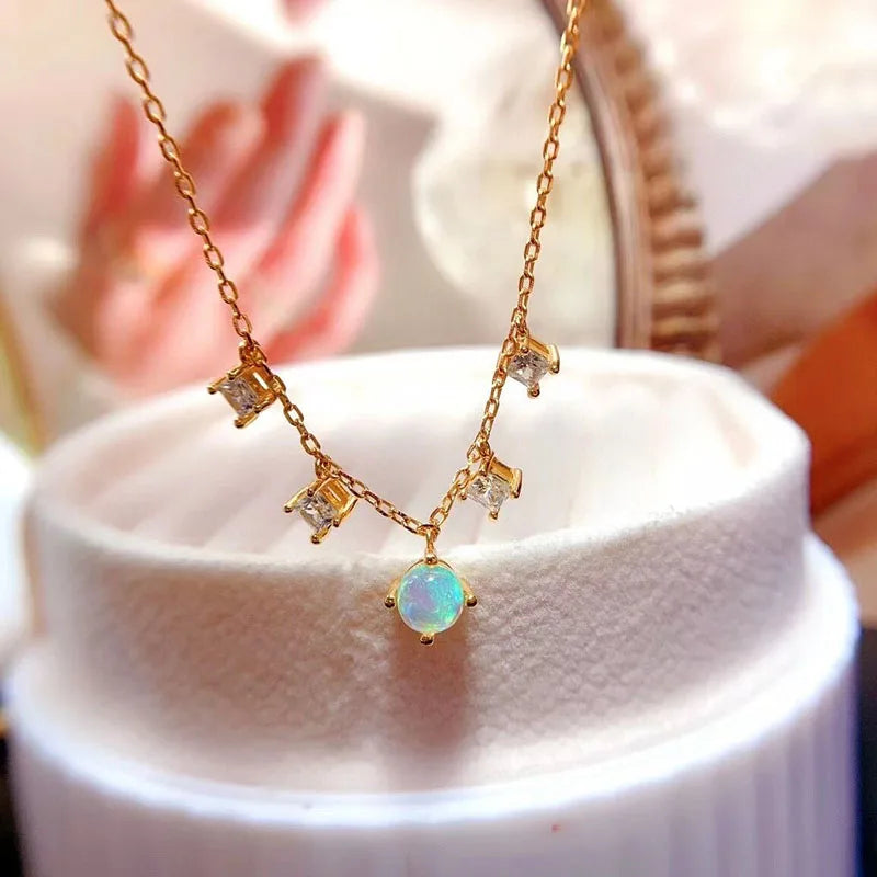 Gioiellieri 925 Sterling Silver Indian Natural Opal Wedding Jewelry Set for Women Gold Bridal Party Engagement Outfit Good Price