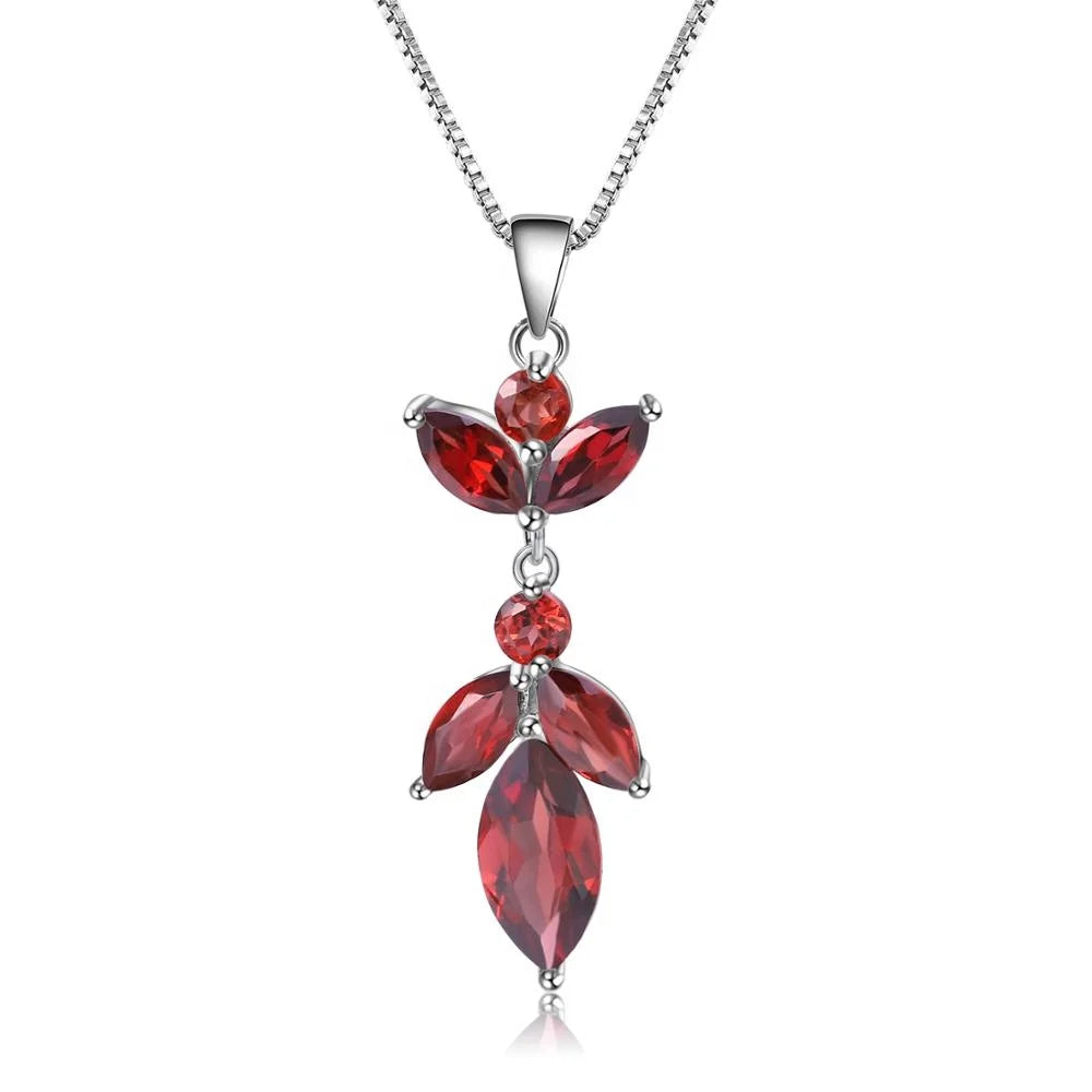 ArtistA Abiding Price Fashion 925 Sterling Silver Natural Gemstone Garnet Citrine Drop Jewelry Set for Birthday Gift