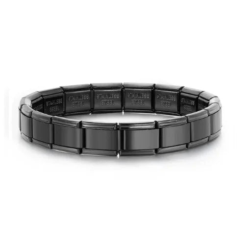 REBEL FASHIONISTA 9mm Wide Simple Style Fashion Stainless Steel Bangle Elastic Link Chain High Quality Factory DIY Jewelry Italian Charm Bracelet
