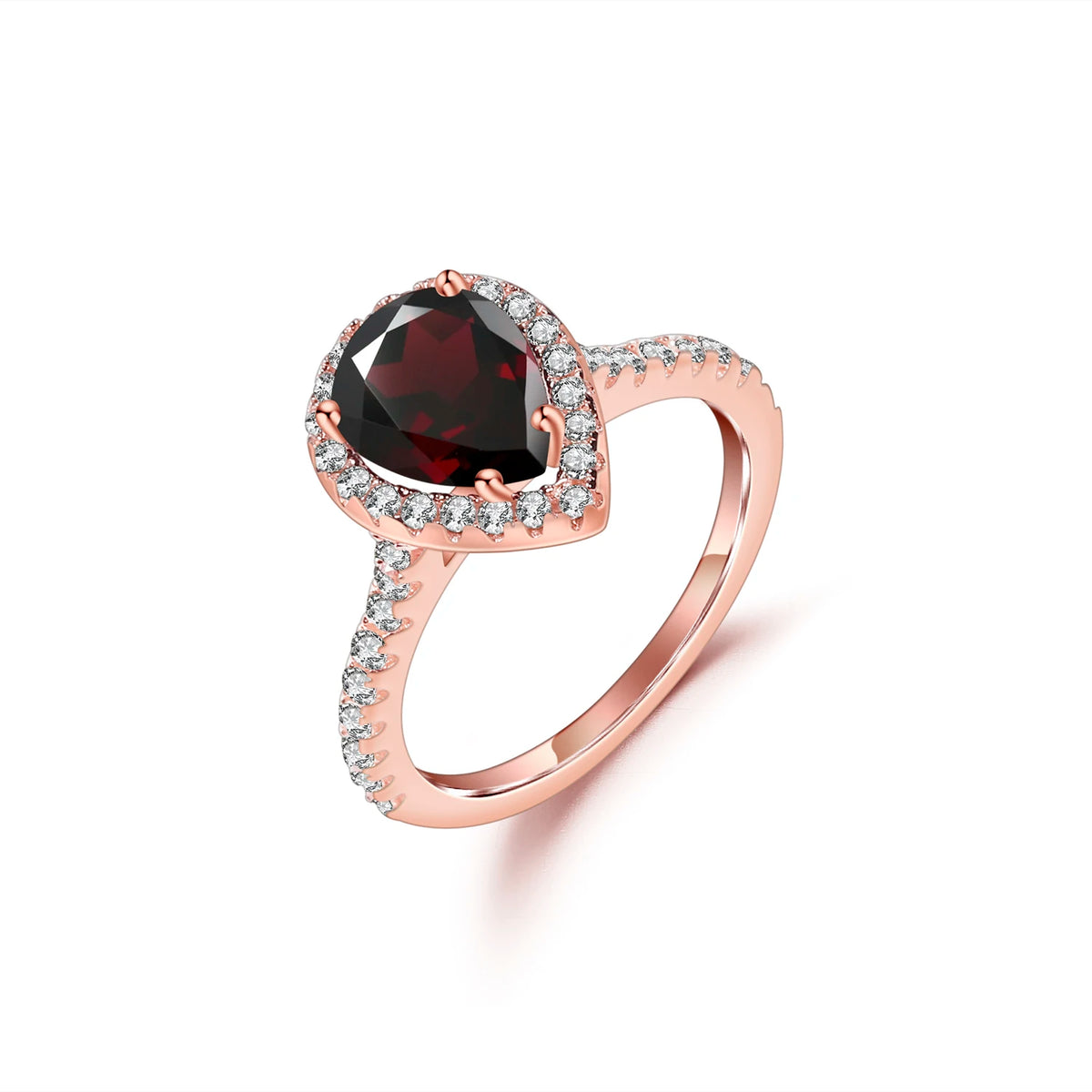 ArtistA KH076 Abiding Hand Made Pear 5*7MM Natural Stone Jewelry 925 Sterling Silver Gold Plated Amethyst Sky Blue Topaz Halo Ring