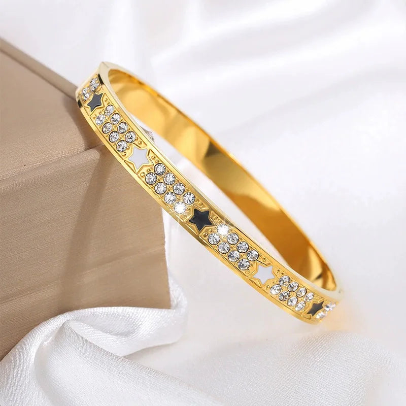 REBEL Stainless Inoxydable Stainless Steel 18K Gold Plated Roman Women Fashion Jewelry Bracelets Bangles