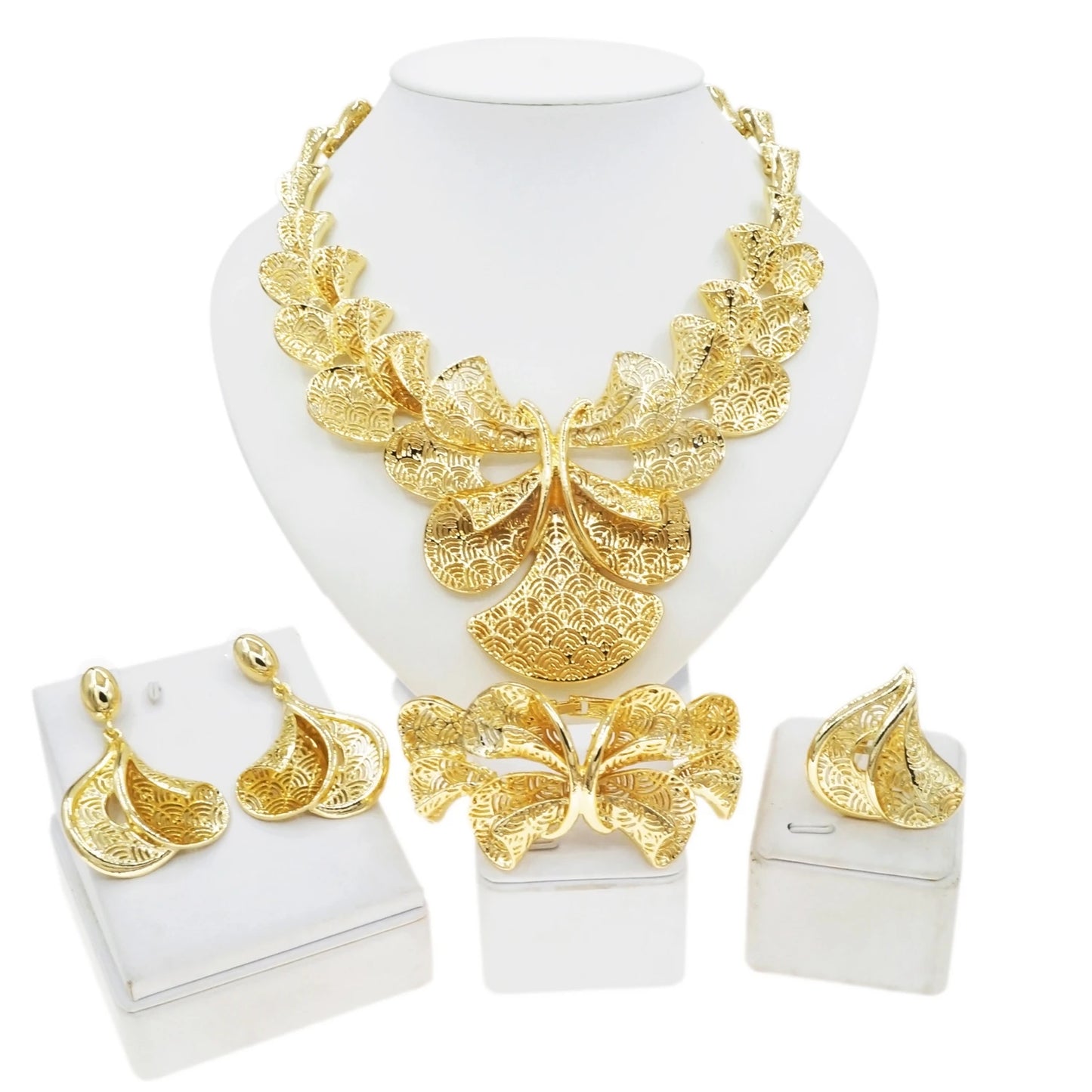 Zhuerrui High Quality Gold Jewelry Sets Simple Silver Bridal Necklace Jewelry Set Fashion Women's Costume Accessories H00751