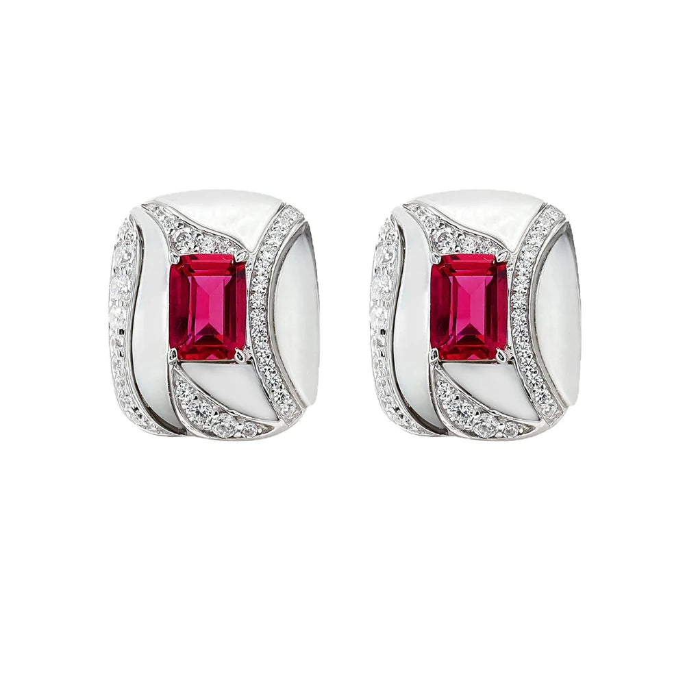 MUSHAN Jewelry Factory Pure Silver Stud Earrings With High End Feel High Carbon Diamond Mother of Pearl Jewelry Earrings
