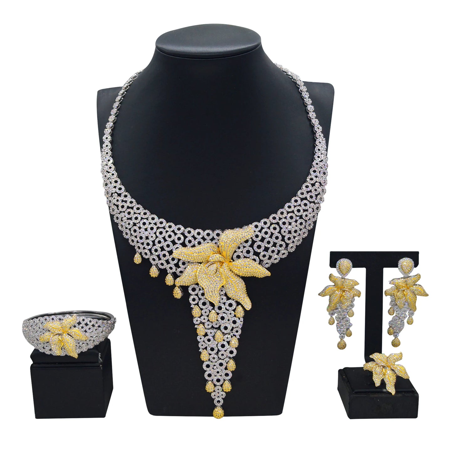Zhuerrui New Design Sense Jewelry Set American High-end Diamond Series Ladies Classic Inheritance Wedding Four SetsHZ250003