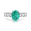 High Quality Fine Jewelry 925 Sterling Silver Green Zircon Ring for Women Gifts Emerald Luxury Women's Green Stone Ring Jewelry