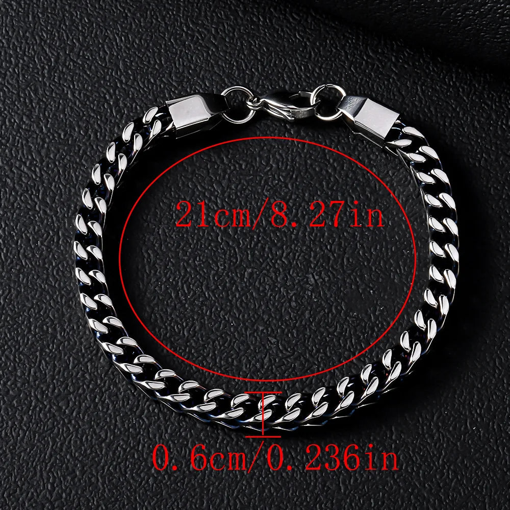 REBEL Stainless Steel Men's Minimalist Bold Punk-Inspired Premium Cuban-Link Chain Bracelet-Gift Jewelry