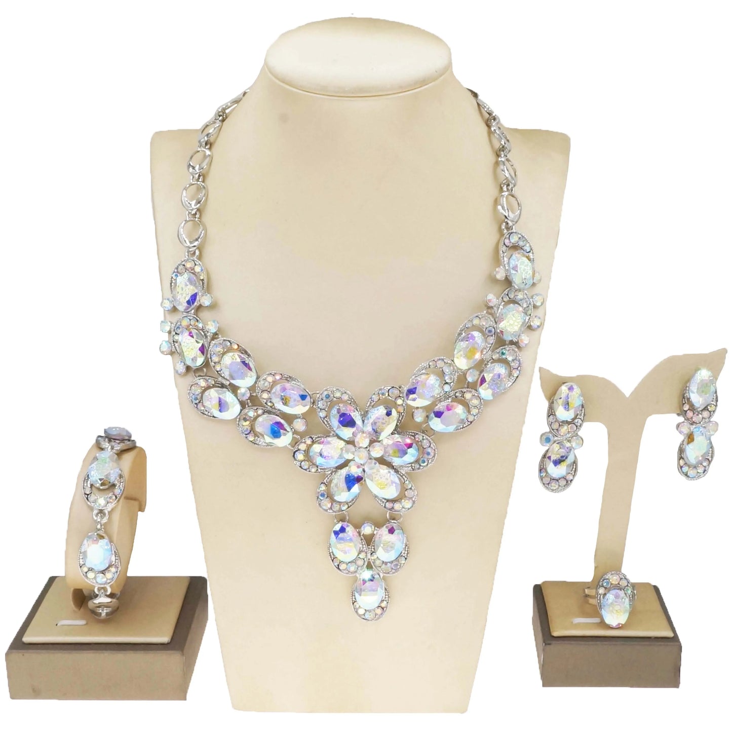 Zhuerrui Customized Women's Gold Jewelry Sets Simple Silver Beads Necklace Jewelry Set Fashionable Bridal Wedding Gift HA23284