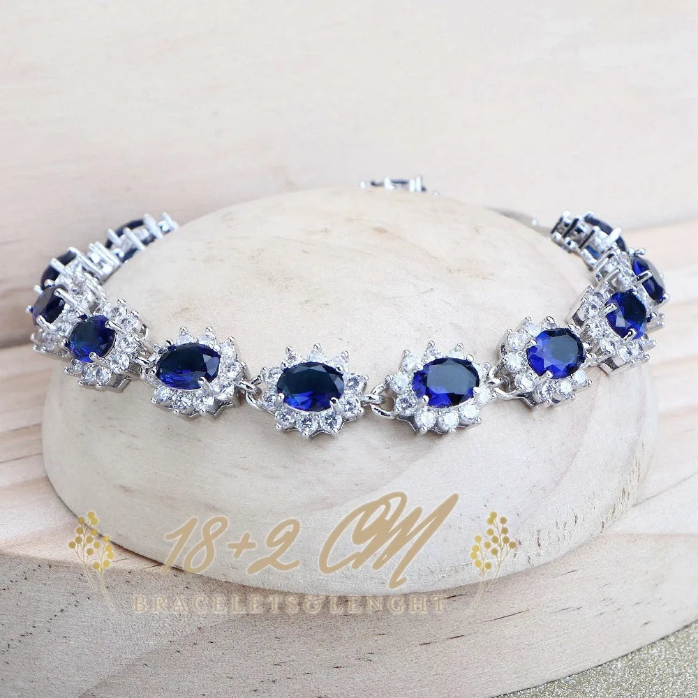 XOTICA Classic Blue Zirconia Women's Jewelry Sets Wedding Earrings Rings Bracelets Pendant Necklace Alloy for Party Engagement Gift