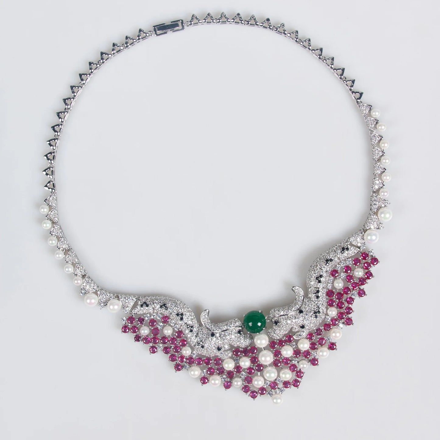Dubai Luxury Full Pavé Zirconia Geometric Bridal Choker Set — Necklace, Earrings, Ring & Bracelet