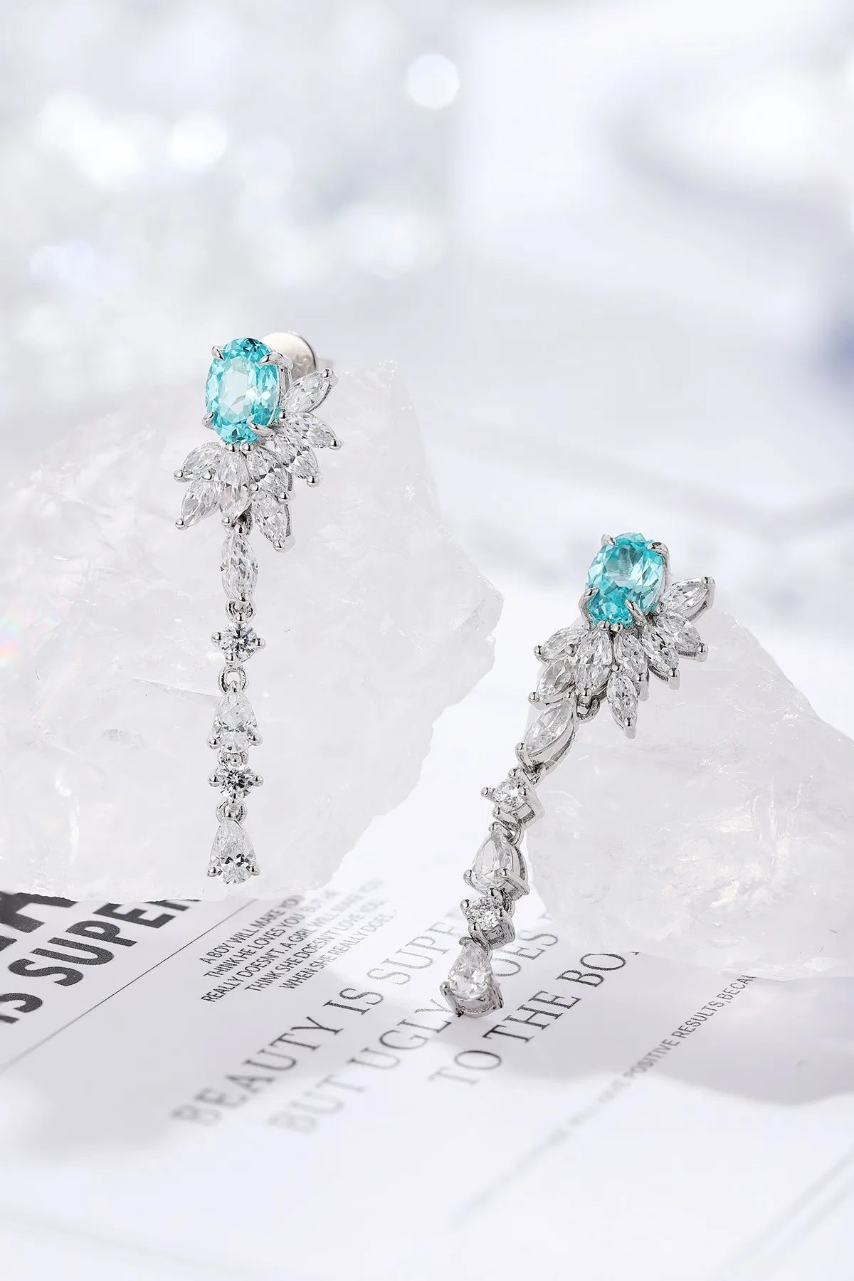 Gemfiori Anster High Quality S925 Lab Grown Paraiba Earring Stud Dainty Gemstone Stud Earrings for Women Daily Wear Gift