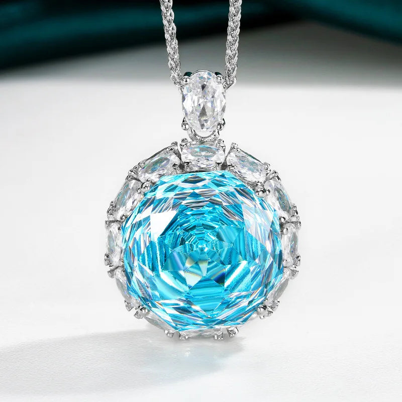 Gemfiori Light Luxury New Style Jewelry Gold Plated Madam Rose Light Luxury Pendant Necklace Ring Set 18-16m Wedding Jewelry
