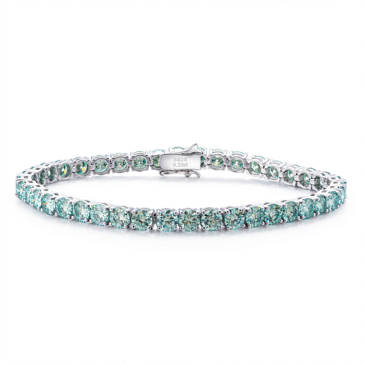 SY Factory Wholesale Children's 4MM Green Moissanite Tennis Bracelet S925 Sterling Silver Hip-Hop Customization Rhodium Plated