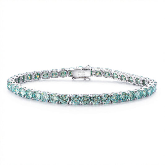 SY Factory Wholesale Children's 4MM Green Moissanite Tennis Bracelet S925 Sterling Silver Hip-Hop Customization Rhodium Plated