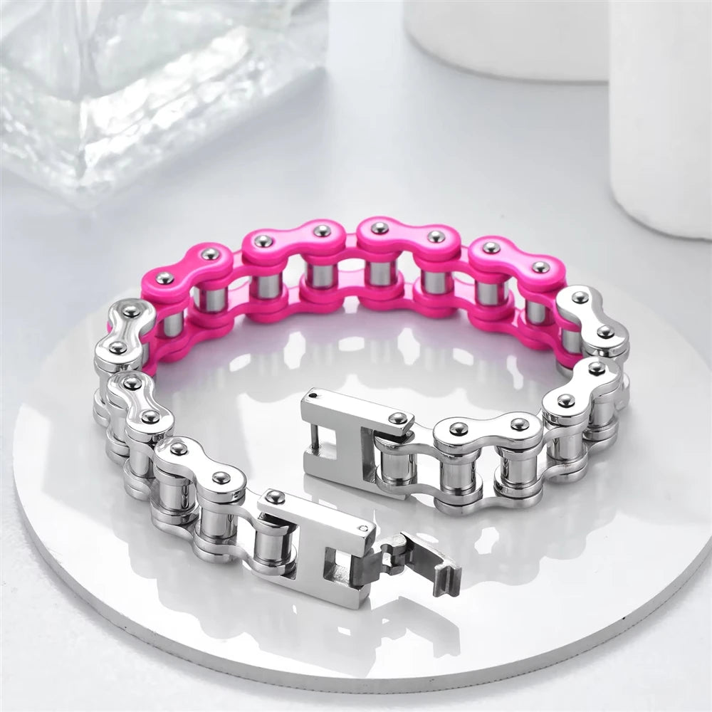 REBEL 316l Stainless Steel Pvd Waterproof Anti Non Tarnish for Men Punk Fashion Jewelry Bike Motorcycle Gift Chain Bracelet