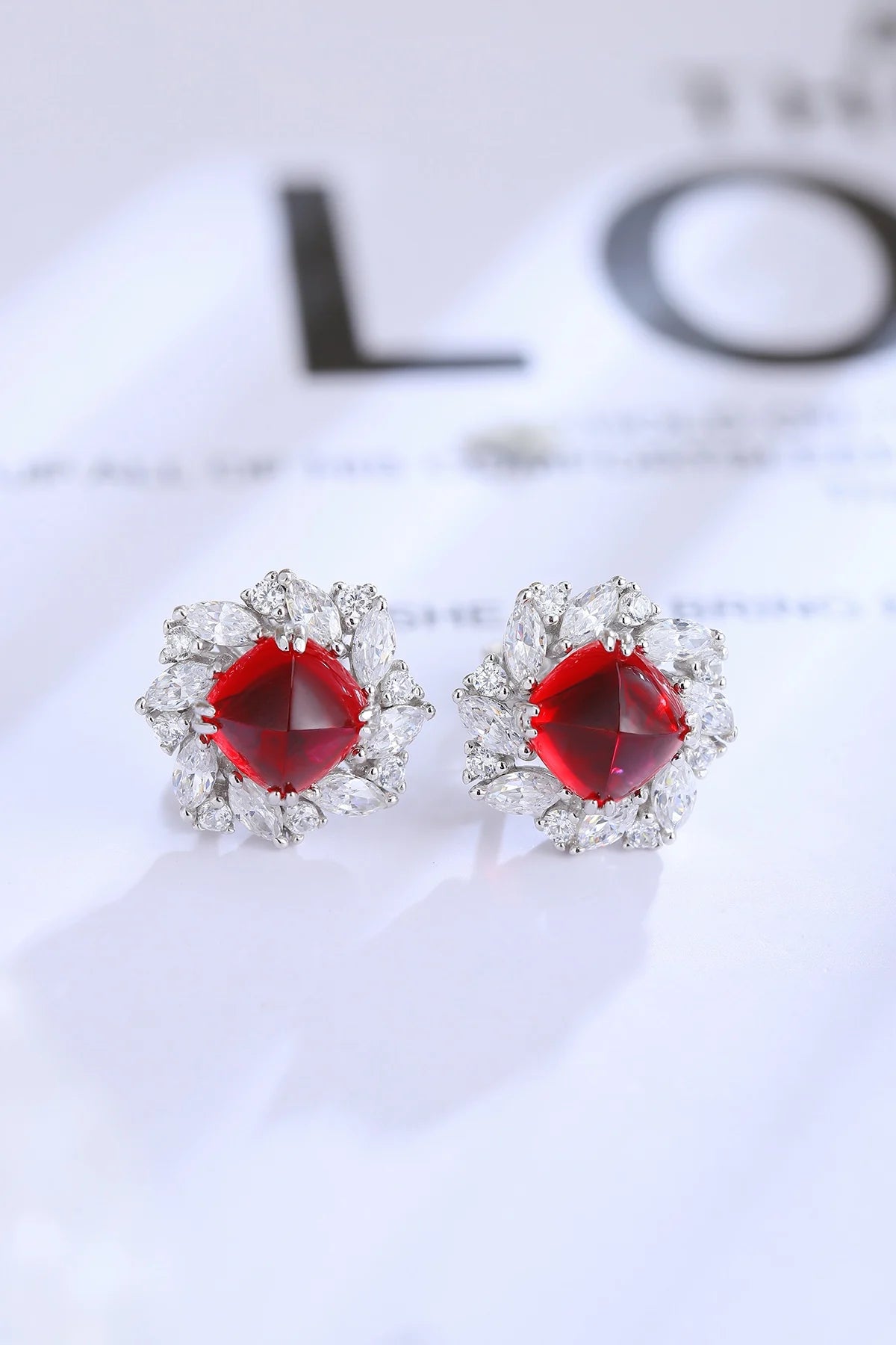 Gemfiori Anster High Quality S925 Lab Grown Ruby Earring Stud Dainty Gemstone Stud Earrings for Women Daily Wear Gift