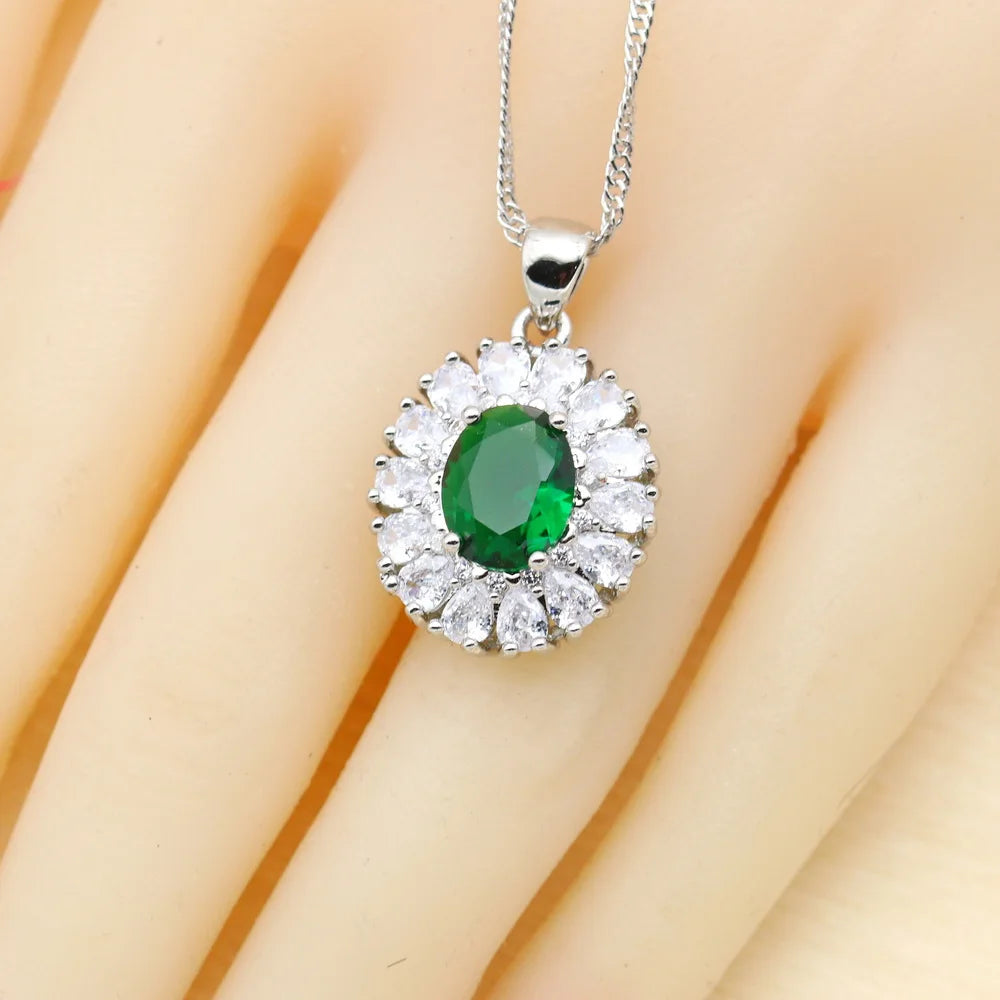 XOTICA 2022 New Green Cubic Zirconia Vintage Jewelry Sets Women Platinum Plated Copper Alloy Bracelet Earrings Engagement Gift Wedding