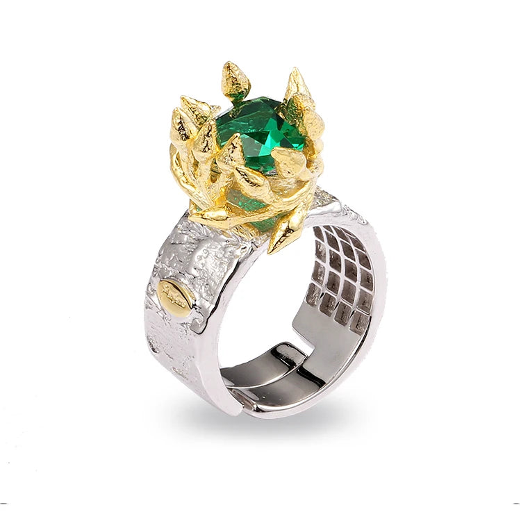 Handmade 925 Sterling Silver Green Spinel Finger Store Ring for Women