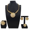 Zhuerrui Gold Plated Jewelry Set for Women Rhinestone Embellished Circular Necklace Earrings Bracelet Ring Party Gift HB01914