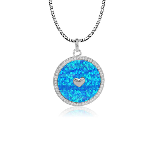 Geometric Opal Box Chain Silver Plated Lariat Necklace Aobao Trendy Gift