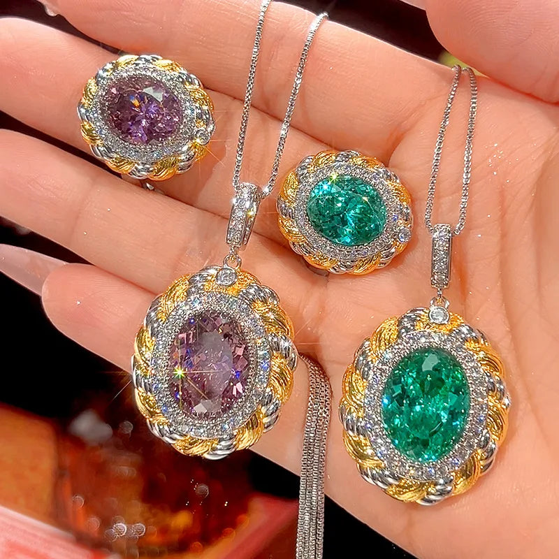 Gemfiori 2025 Hot Selling New Jewelry Simulation Bird's Nest Para Green Jewelry Retro Drawing Set