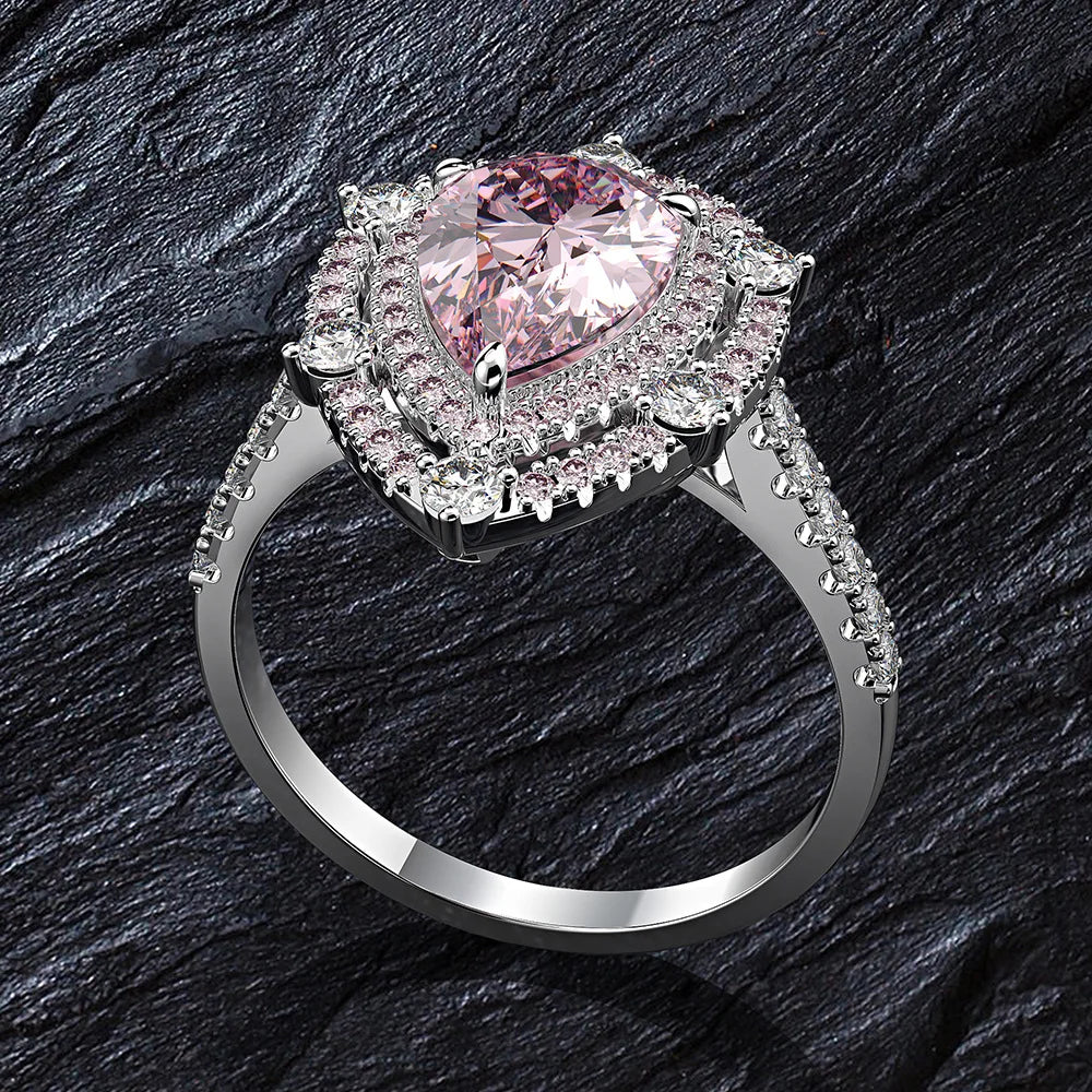 MuShan Jewelry Factory European and American Pure Silver High Carbon Diamond Ring 1.5ct Simulation Diamond 7*10 Full Diamonds