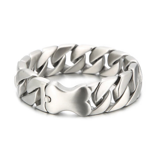 KALEN Mens Matte Surface Thick Stainless Steel Hip-hop Cuban Link Bracelets