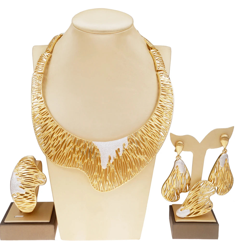 Zhuerrui Italian Ladies Party Jewelry Set Premium Brazilian Necklace Earring Sets Dubai Bridal Wedding Jewelry Sets H00570