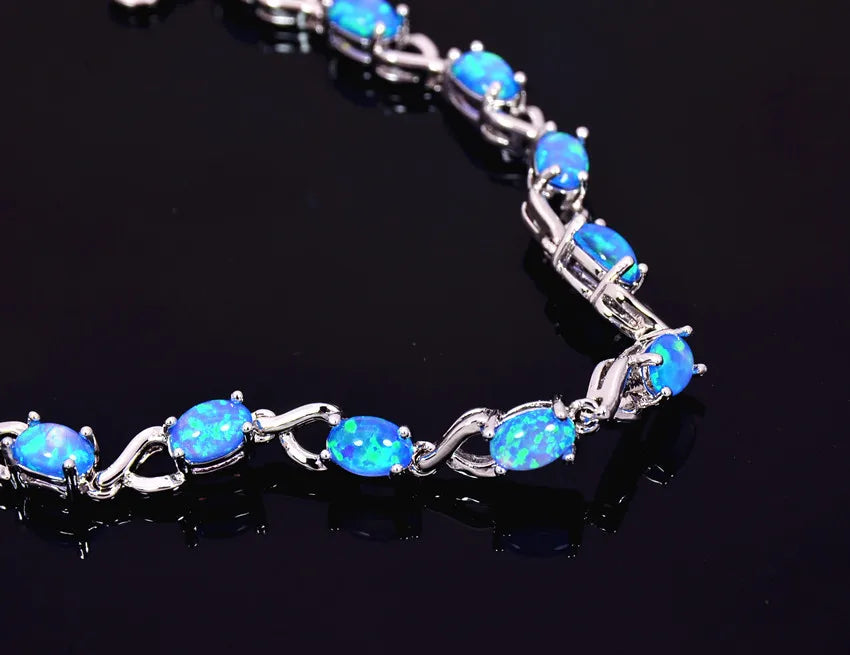 New Arrival Geometric Brass Silver Plated Christian Opal Women's Trendy Bracelet Bulk for Daily Wear