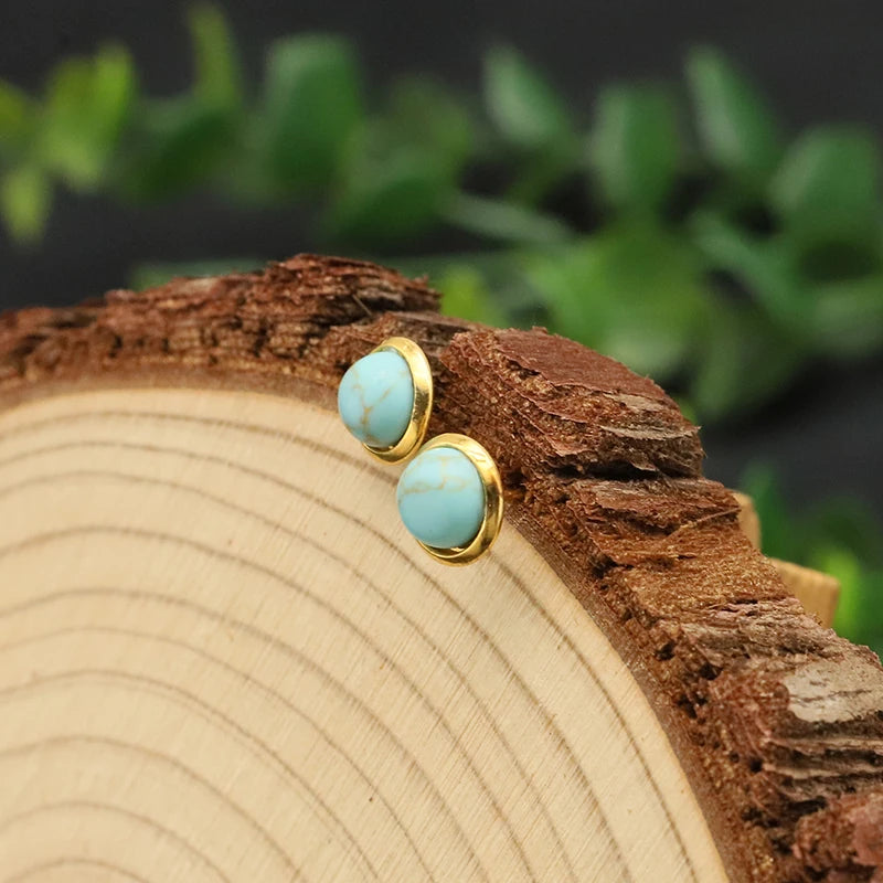 Wholesale Minimalist Turquoise Paw Natural Stone Crystal  Modern Women's Designer Earrings Fashion Luxury Earrings Jewelry
