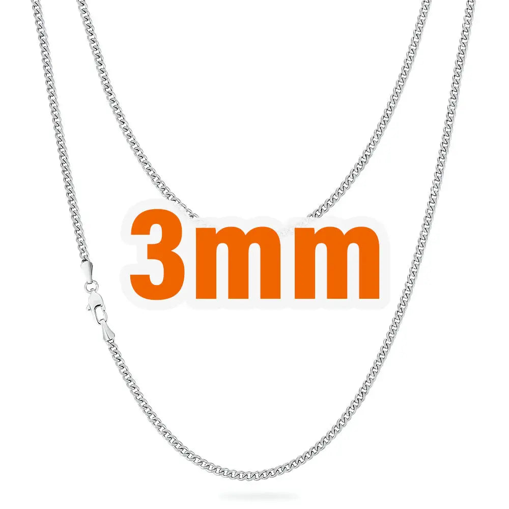Fashion 3mm 5mm Curb Gold Cuban Link Women Jewelry Stainless Steel Silver 14K Real Gold Plated Miami Cuban Mens Chain Necklace
