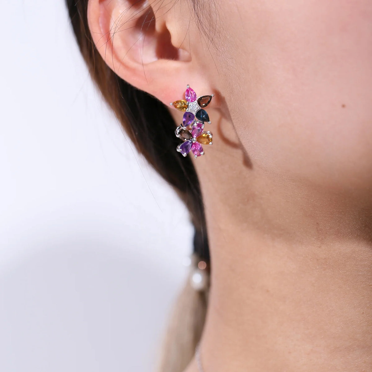 ArtistA A3546 Abding New Arrival Colored Real Gemstone 925 Silver Necklace Earrings Ring Fine Jewelry Set for Women Birthday Gift
