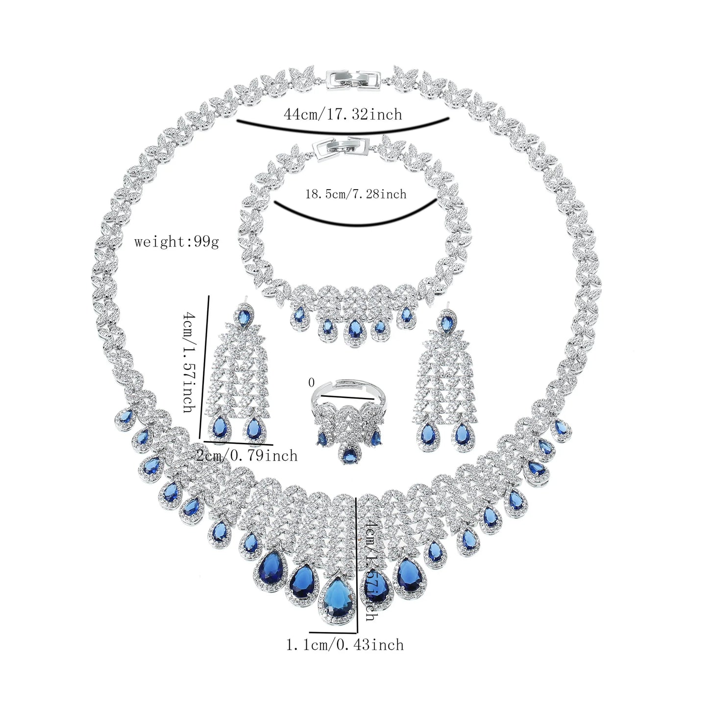 Women Dubai Indian Jewelry Set Wedding for Bride Rings Earring African Earrings Bohemian Necklace Jewelry Sets