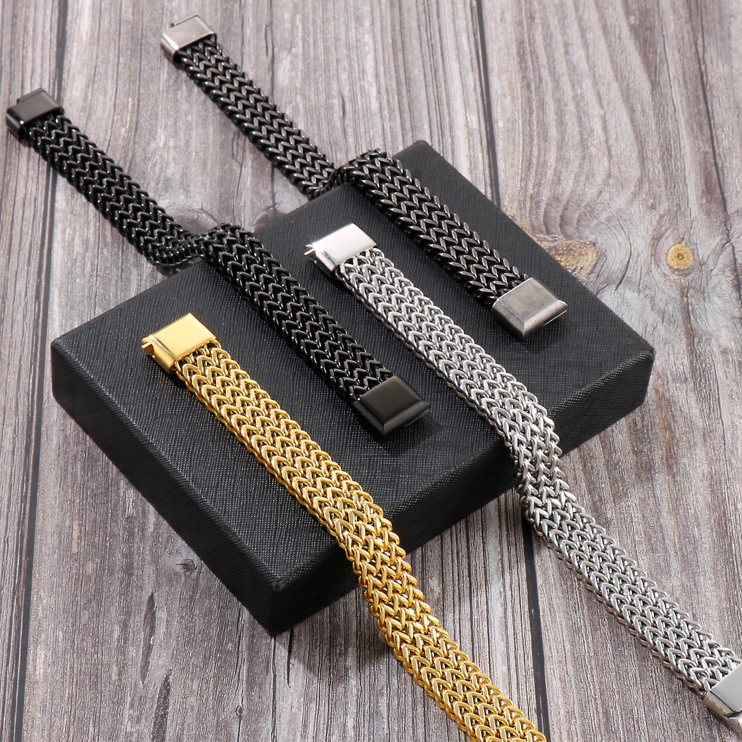 KALEN Punk Trendy Mesh Bracelets Men 316L High Quality Stainless Steel Bracelet Jewelry
