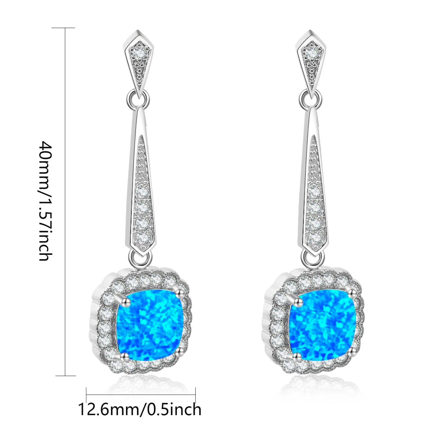 Aobao Women's Christian Bohemian Geometric Stud Earrings with Opal Silver Plated Brass Gift