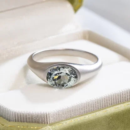 MSR-1900 Custom Fine Ring Jewelry 925 Silver Solitaire Ring Oval Cut Lab Grown Gemstone Ring